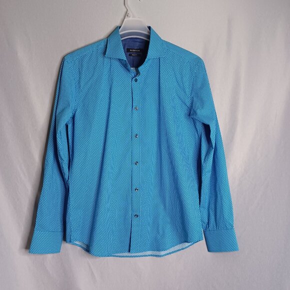 Bugatchi Shaped Fit Shirt Mens Medium Teal Blue Long Sleeve Button Down Luxury - Picture 1 of 8